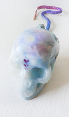 Unicorn Heart Warrior Aragonite Crystal Carved Skull Ombre Hand Dyed Horse Hair
