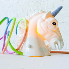 Odyssia the Unicorn Night Light with Rainbow Textile Cord