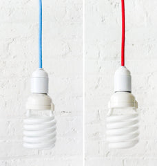 Hanging Pendant Light Custom Choice of Red or Blue Textile Cord