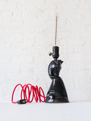 10% SALE Black Beauty Stallion Vintage Lamp with Red Textile Cord and Tubular Light Bulb