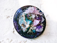 Wall Space Oddity - Crystal Galactic Explosion on Hanging Wood Plaque