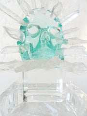 30% SALE Crystal Chief Spiked Fluorite Carved Skull Quartz Points Headdress on Keepsake Box