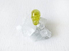 10% SALE Real Cubic Zirconia Carved Crystal Skull on Apophyllite Cluster from India