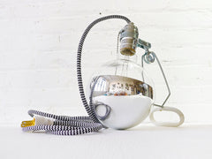 DIY Clip Clamp Lamp Light with Giant Silver Bowl Bulb and Color Textile Cord