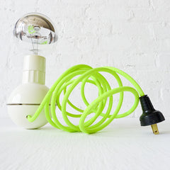 20% SALE - Retro Atomic Mid-Century Wobble Ball Light with Neon Yellow Green Color Cord