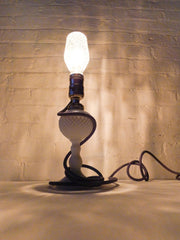 Antique Hobnail Milk Glass Lamp - Dark Grey Color Cloth Cord - Electric Westmoreland English