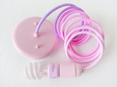 This Little Pink Light of Mine Pendant Light w/ CFL Spiral Light Bulb & Lavender Ombre Color Cord
